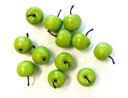Malá dekorativní zelená jablíčka S/12