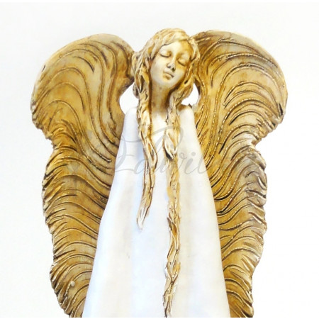 Bílo-naturální dekorativní anděl - menší