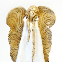 Bílo-naturální dekorativní anděl - menší