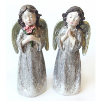 Snící anděl šedý s třpytkami -2ks
