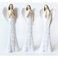Andílci v bílých květinových šatech - 3ks