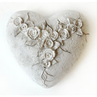 Srdce zdobené růžemi - šedé