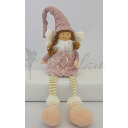 Růžová sedící panenka andělíček