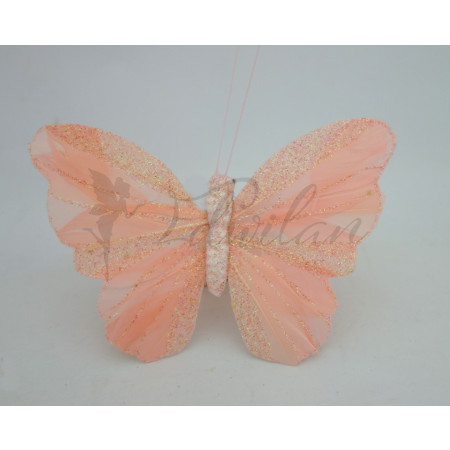Růžový motýlek s třpytkami - sada 3ks