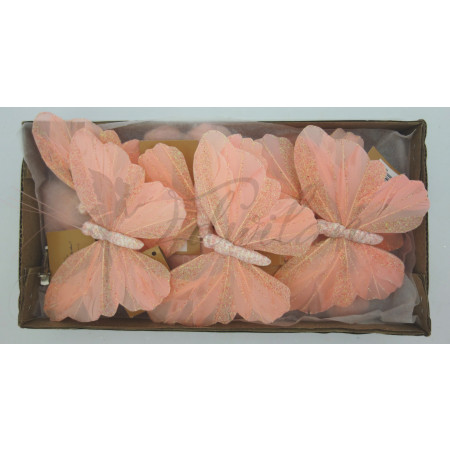 Růžový motýlek s třpytkami - sada 3ks