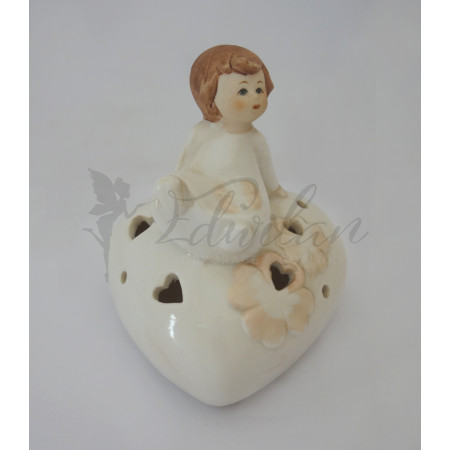 Porcelánové srdíčko s andílkem