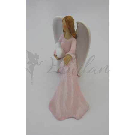 Růžový sedící andílek se srdíčkem