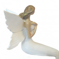 Bílý sedící anděl - sada 2ks