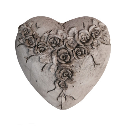 Srdce zdobené růžemi - šedé