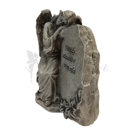 Anděl s náhrobním kamenem s nápisem