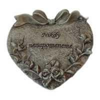 Náhrobní kámen srdce s mašlí - šedý