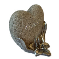 Náhrobní kámen srdce s lilií - šedý