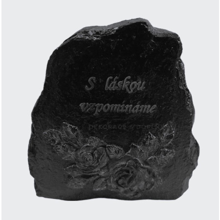Náhrobní kámen zdobený růžemi - černý