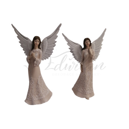 Anděl s kovovými křídly -sada 2ks