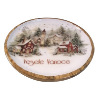Dekorace - kulatý tác ,,Veselé Vánoce" (Ø25)