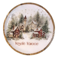 Dekorace - kulatý tác ,,Veselé Vánoce" (Ø25)