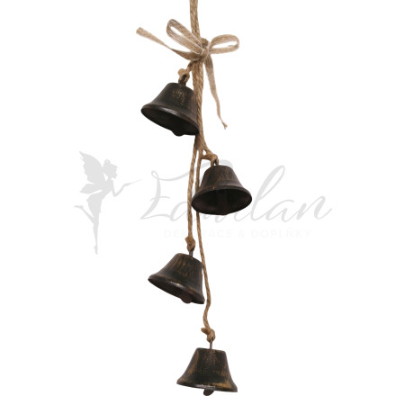 Kovové zvonečky na provázku - červené