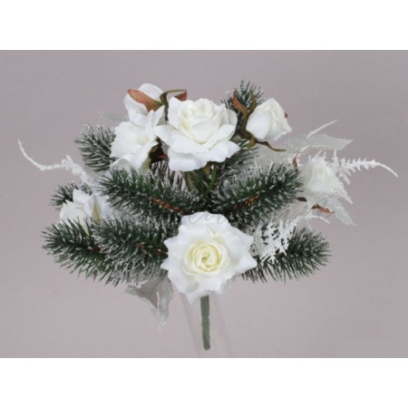 Vánoční kytička bílých růžiček